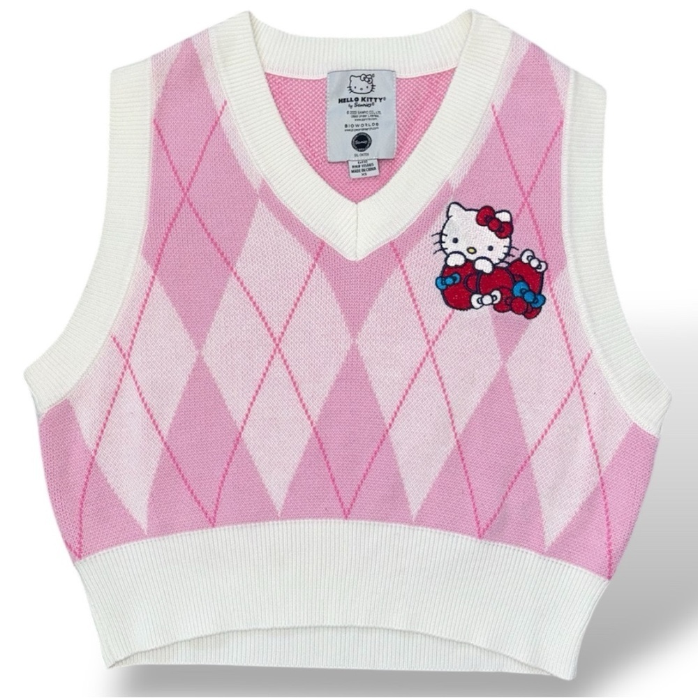 Hello Kitty Pink Argyle Sweater Vest